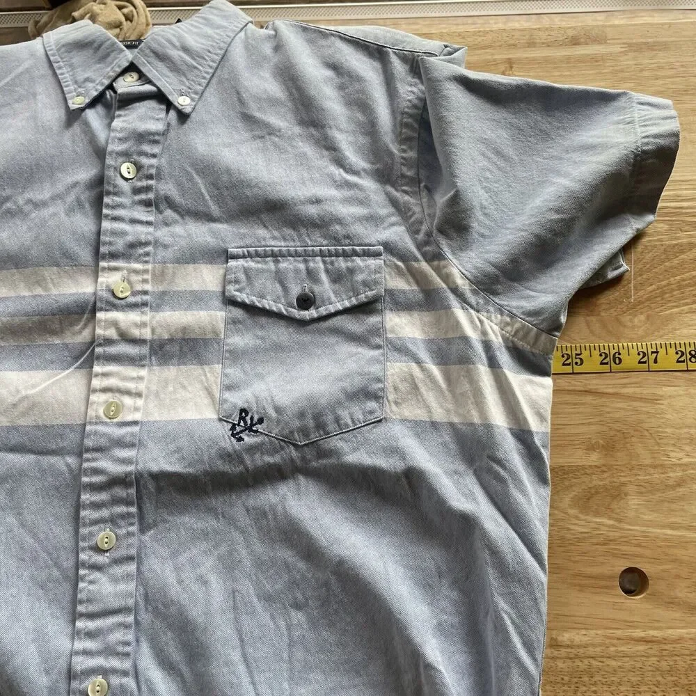 Ralph Lauren‎ Shirt Nautical Striped Button Down RL Anchor Logo Shirt Sleeve XL